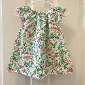 Tommy Bahama Floral Butterflies Dress Built-In Romper Girls Size 6-9 Months